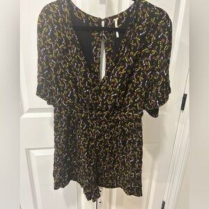 Free People Black Floral Jumpsuit